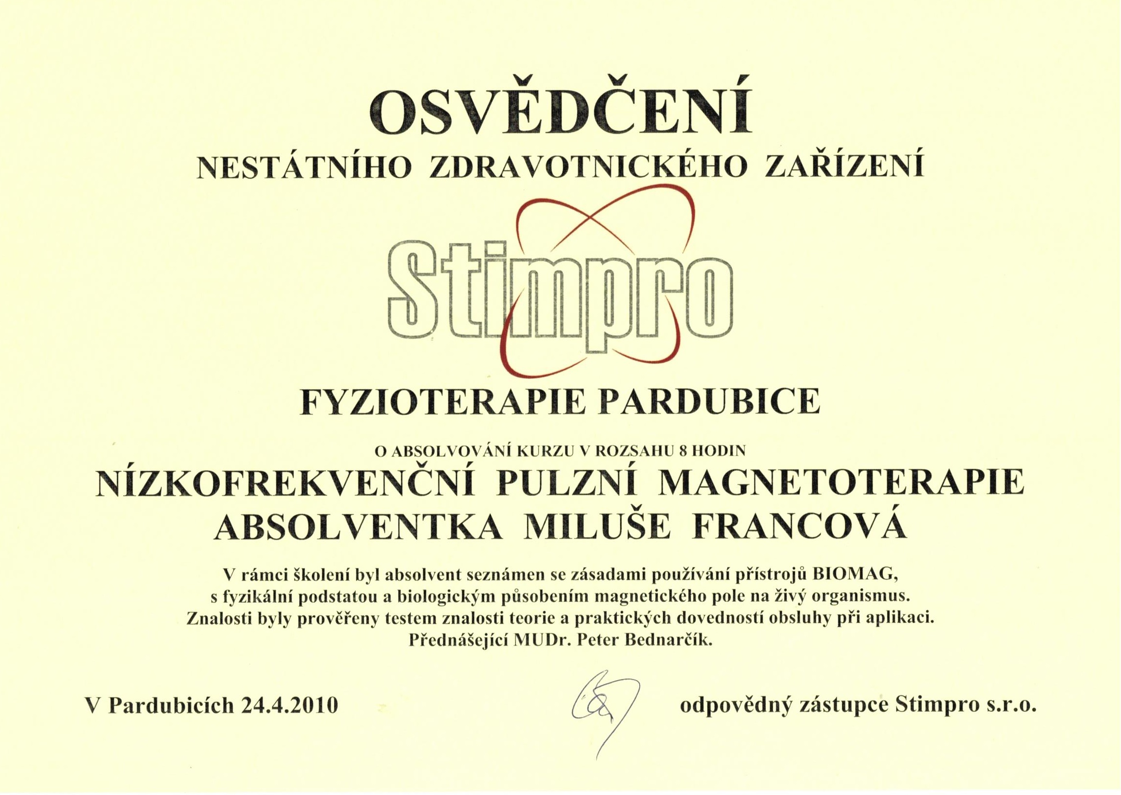 Nizkofrekvencni pulzni magnetoterapie